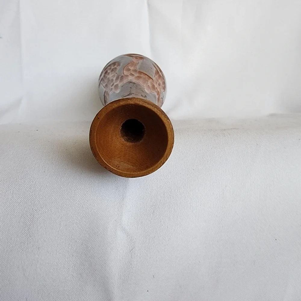 Vintage Southwestern Wooden Hand Carved‎ Vase 7